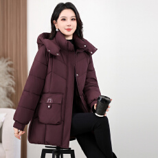 批发实拍新款冬季羽绒棉服连帽加厚棉衣<b class='q'>女</b>收腰显瘦外套保暖中长款棉袄