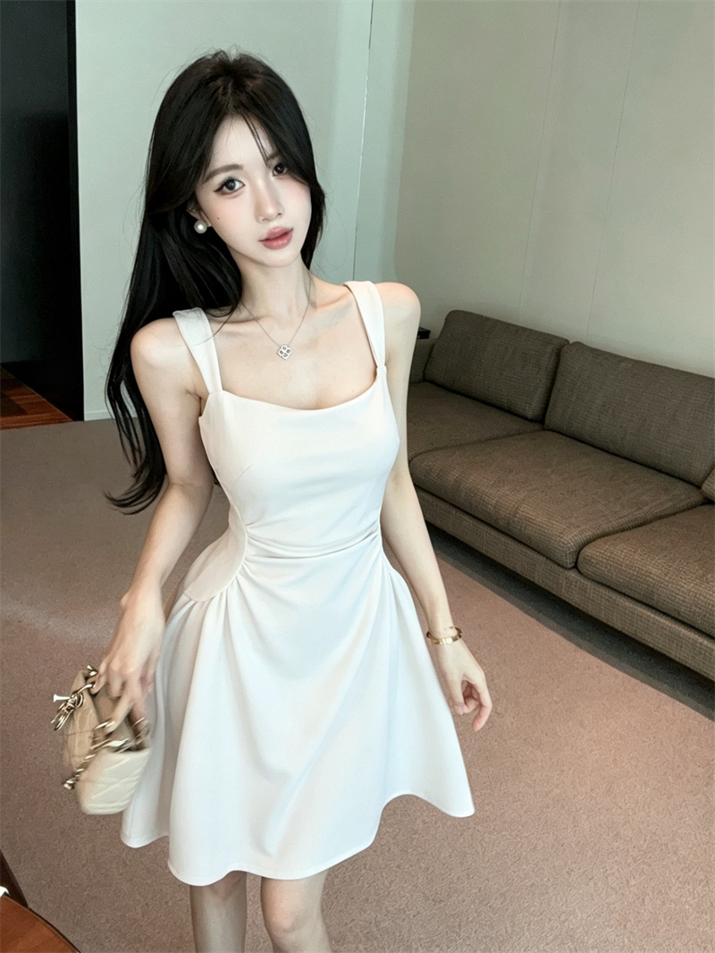 실사 순수한 욕망 흔들다 칼라 슬립 슬림해 보이는 품격 섹시함 허리 수축 드레스
