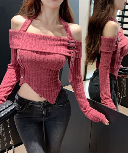 실사 순수한 욕망 행침 목 오프숄더 불규칙 기본 셔츠 맨위 티셔츠