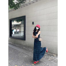 批发实拍实价#韩式格纹<b class='q'>背心</b>连衣裙2026夏季复古收腰显瘦中长裙女