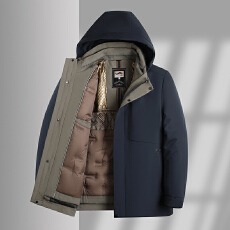 批发【一衣三穿】鹅绒可脱卸内胆羽绒服男爸爸装<b class='q'>商务</b><b class='q'>休闲</b>冬季保暖外套