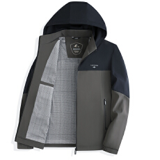 可脱卸连帽夹克男春秋外套男商务休闲简约拼色行政外套爸爸装