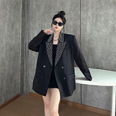 批发实拍实价 明星同款珠片刺绣西装外套女小众设计感轻奢黑色<b class='q'>西服</b>