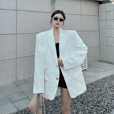 批发实拍实价 小众高级感重工钉珠<b class='q'>西装</b>外套女亮片立体绣花设计西服潮