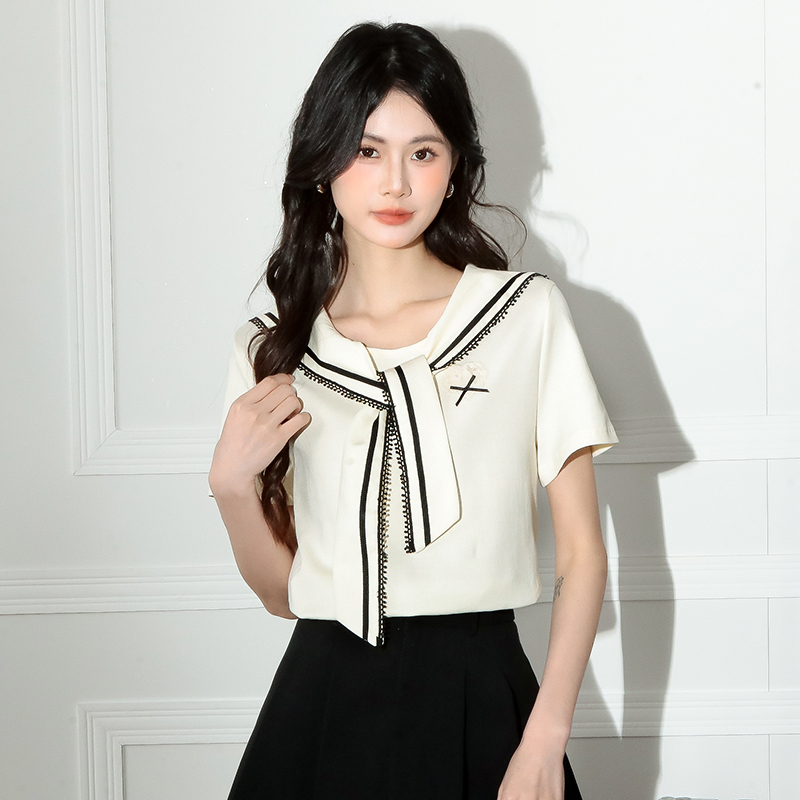 RY3934# 实拍！2026夏季新款有货海军风学院风女上衣