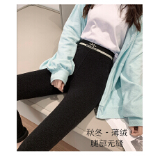 批发薄绒外穿<b class='q'>打底裤</b>女秋冬休闲瑜伽裤大码高腰高弹无缝显瘦九分小黑裤