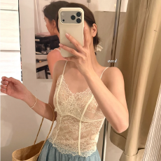 批发<b class='q'>大码</b>法式蕾丝美背长款吊带背心内衣女<b class='q'>文胸</b>内搭打底裹胸夏轻薄款