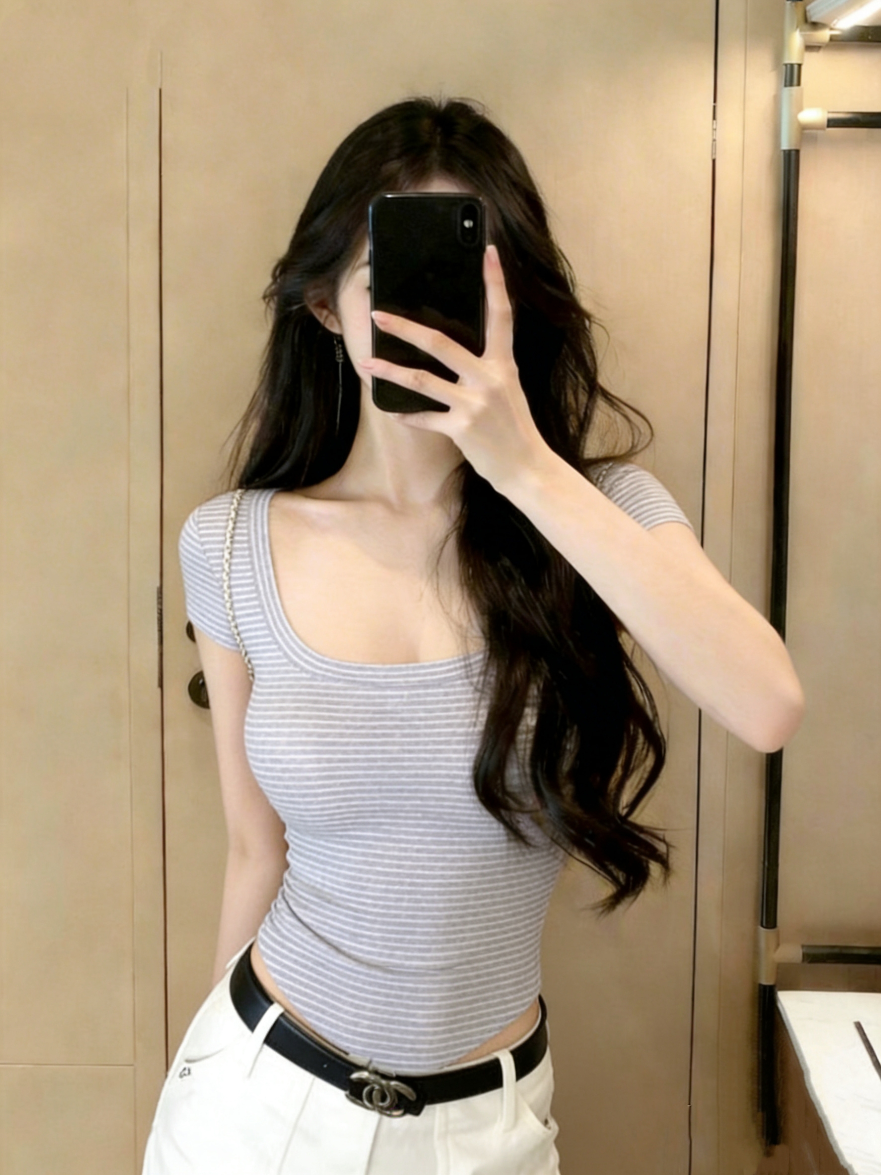 실사 정가 순수한 욕망 바람 u 칼라 반팔 티셔츠 여성 몸매 가꾸기 슬림해 보이는 다용도 쇼트 스타일 맨위