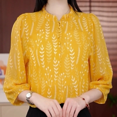 批发2025原版新款轻奢九分袖<b class='q'>衬衫</b>女气质休闲百搭<b class='q'>女士</b>减龄上衣