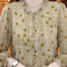 批发有货2026新中式国风七分袖木耳领设计感气质衬衫