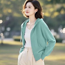 批发大码宽松卫衣女韩版2026春季新款<b class='q'>中老年</b><b class='q'>妈妈</b>装纯色连帽<b class='q'>外套</b>女长袖