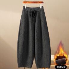 批发大码双面绒镰刀裤女春季新款加厚宽松阔腿裤高腰<b class='q'>哈伦</b>休闲弯刀裤潮
