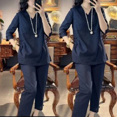 批发2026夏季新款洋气显瘦百搭气质时尚五分<b class='q'>袖</b><b class='q'>上衣</b>直筒裤两件套