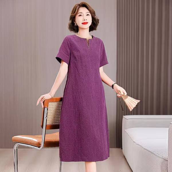 RY6269# 中年妈妈真丝连衣裙女2026年夏季新款气质香云纱桑蚕丝中老...