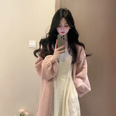 批发春季穿搭一整套大码百搭长款针织毛衣外套<b class='q'>蕾丝</b>连衣裙慵懒风套装女