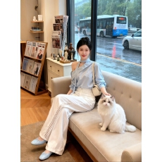 批发春季穿搭一整套大码<b class='q'>胖</b><b class='q'>mm</b><b class='q'>露肩</b>衬衫阔腿裤子韩系减龄巨好看套装裤女