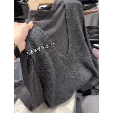 批发秋季穿搭一整套<b class='q'>大码</b><b class='q'>胖</b><b class='q'>mm</b><b class='q'>灰色</b>高领上衣叠穿针织马甲休闲好看套装女