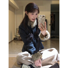 批发初冬穿搭一整套大码<b class='q'>胖</b><b class='q'>mm</b>毛呢外套蕾丝打底衫休闲裤时尚三件套装女