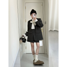 批发秋冬搭配一整套大码胖mm<b class='q'>西装</b>毛呢外套半身裙小香风减龄漂亮套装女