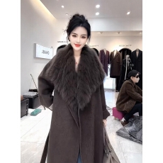 批发过膝长款大毛领毛呢外套女冬季<b class='q'>大码</b>胖mm宽松时髦高级保暖呢子大衣