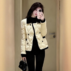 批发巨好看的拼接撞色菱格棉服外套女冬季大码胖mm气质<b class='q'>轻熟</b>风保暖棉衣