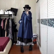 批发冬季搭配一整套大码胖mm长款毛呢外套针织衫阔腿裤裙好看三件套装