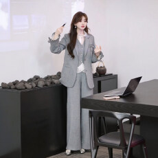 批发早春搭配一整套韩系穿搭轻奢风高级感<b class='q'>西装外套</b>马甲休闲裤三件套女