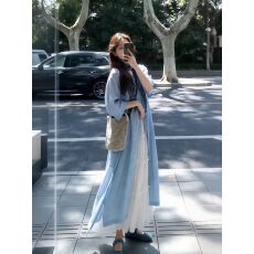 批发法式气质蓝色衬衫<b class='q'>连衣裙</b>女春夏季2026新款海边度假高级感长裙套装