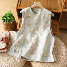 批发实拍 2025秋季新款新中式国风马甲提花刺绣坎肩背心