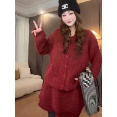 批发冬装穿搭一整套韩系高级感御姐气质巨好看<b class='q'>甜美</b>针织毛衣裙子两件套