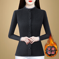 批发实拍2026秋冬新款加绒保暖打底衫女装气质设计感长袖上衣双面德绒