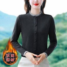 批发实拍2026秋冬新款加绒保暖打底衫女装气质设计感长袖上衣双面德绒