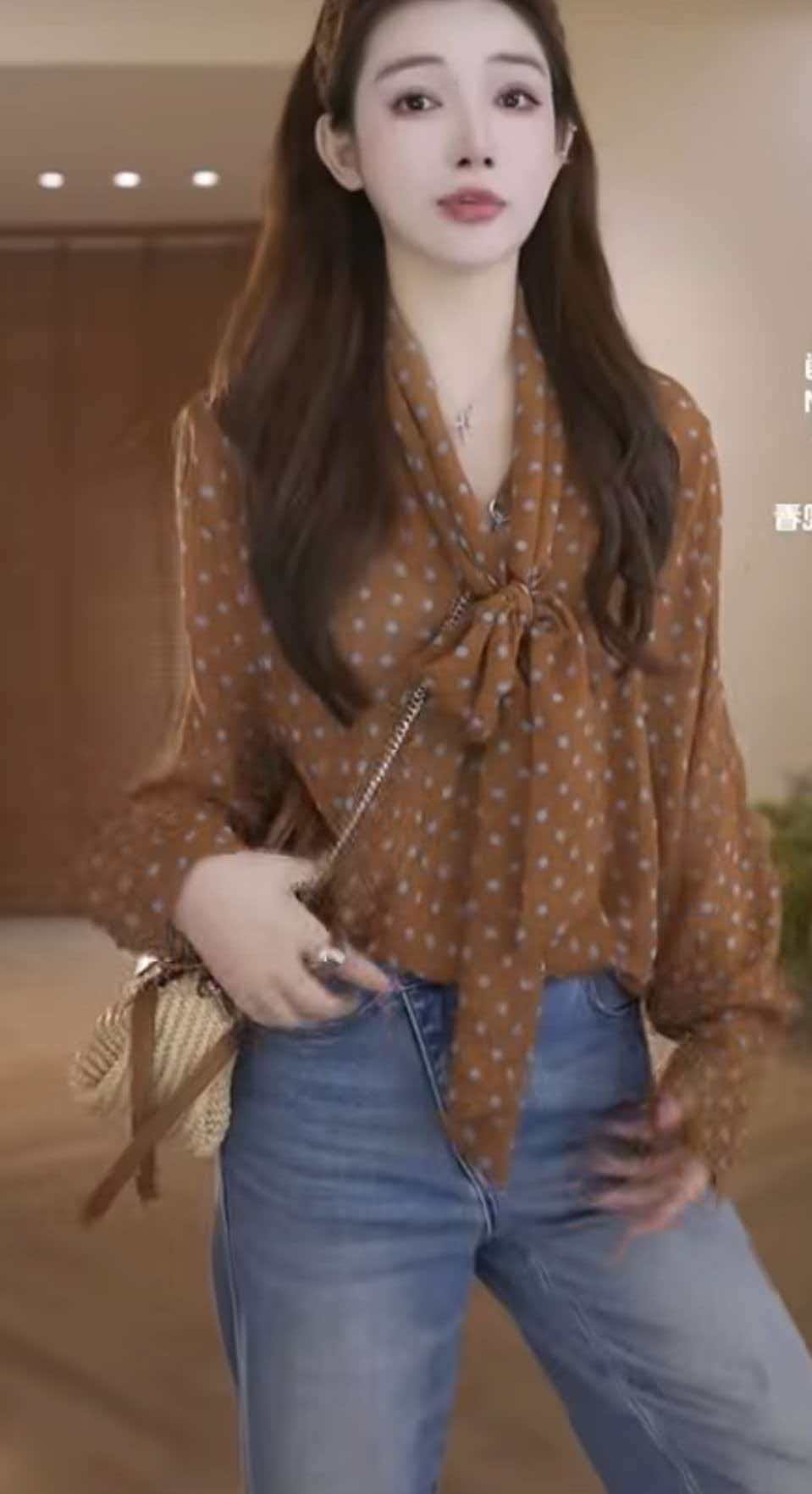 boxue 보여주기 웨이브 봄 여름 새로운 고급 센스 도트 무늬 맨위