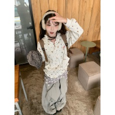 批发美式设计感<b class='q'>蕾丝</b>褶皱连帽卫衣女2025秋季小众宽松外套