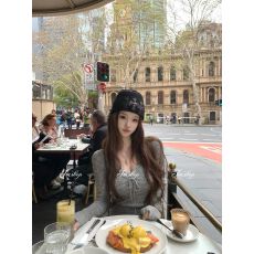 批发纯欲镂空波浪V领长袖针织女<b class='q'>秋</b>冬内搭设计感绑带上衣