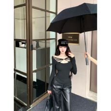 批发人棉270克抓毛 露肩长袖<b class='q'>T</b><b class='q'>恤</b>女春季收腰修身内搭纯欲紧身打底上衣