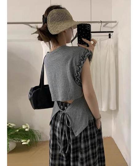 케이블 루오 Na 빅 사이즈 레이스 패치워크 불규칙 반팔 티셔츠 여성 여름 새로운 착용 가져 가라. 디자인 홀로우 아웃 맨위