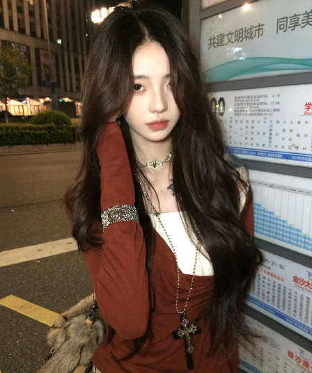 수공 비즈 한 부서 페이크 레이어드 긴팔 디자인 센스 맨위