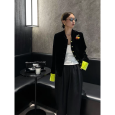 批发新中式国风南瓜真丝丝绒<b class='q'>外套</b>女2025早秋<b class='q'>新款</b>立领长袖拼色唐装上衣
