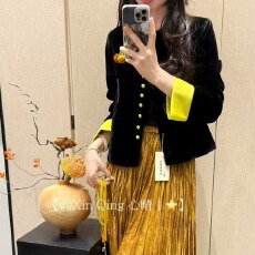 批发新中式国风南瓜真丝丝绒<b class='q'>外套</b>女2025早秋<b class='q'>新款</b>立领长袖拼色唐装上衣