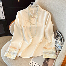 凤穿牡丹2026新款桑蚕丝重工织带新中式国风气质百搭衬衣