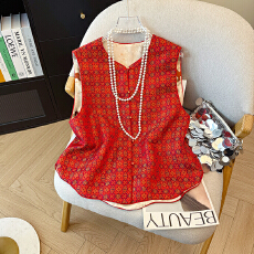 批发新中式宋锦·定胜纹·织金宝相花重磅桑蚕丝<b class='q'>马甲</b>