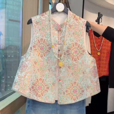 批发中式【八音玲珑】新中式立领宋锦织金花<b class='q'>上衣</b>马甲