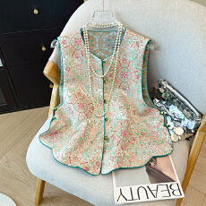 批发八音琉璃新中式双面穿优雅轻奢气质开衫马甲