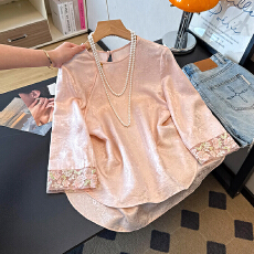 批发国风花萝<b class='q'>真丝</b>刺绣上衣女气质温婉减龄新中式斜襟<b class='q'>衬衫</b>夏薄