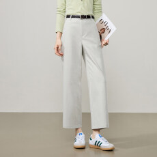 批发钛金棉九分小直筒西装裤女2026春新款高腰休闲哈伦烟管裤