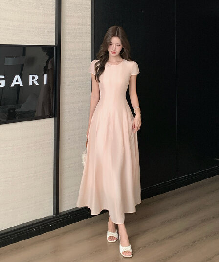 여름 새로운 한 부서 주름 주름 마 센스 민소매 롱 스커트 질감 센스 프랑스식 드레스 휴가 여행 큰 진자 롱 스커트