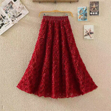 批发非实拍 2026春秋新款立体玫瑰花朵网纱<b class='q'>半身裙</b>高腰a<b class='q'>字</b><b class='q'>裙</b>纱<b class='q'>裙</b><b class='q'>长</b><b class='q'>裙</b>女