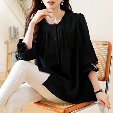 批发实拍大码女装国风衬衫2026春新中式气质刺绣显瘦百搭宽松长袖上衣