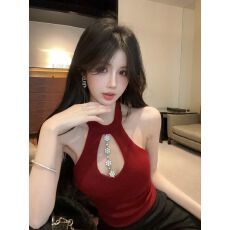 批发带胸垫 重工镶钻美背挂脖<b class='q'>吊带</b><b class='q'>背心</b>女秋冬修身内搭<b class='q'>打底</b>衫上衣